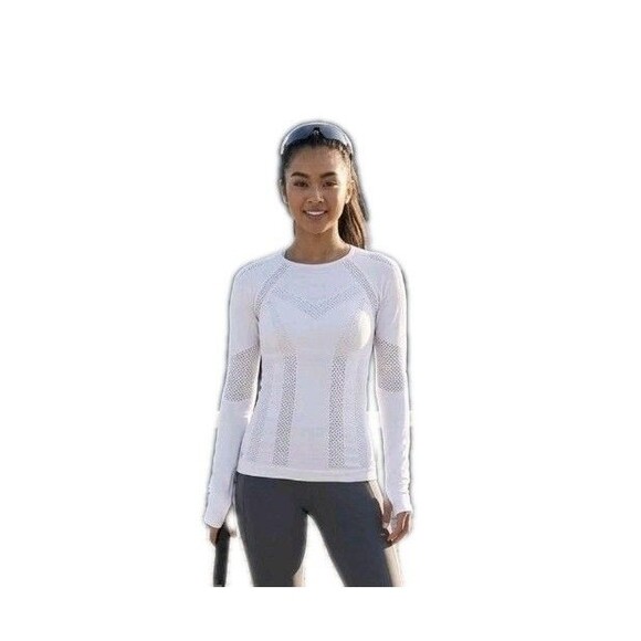 Athleta Tops - Athleta White Seamless Engineered Mesh Performance Long Sleeve Top Medium EUC
